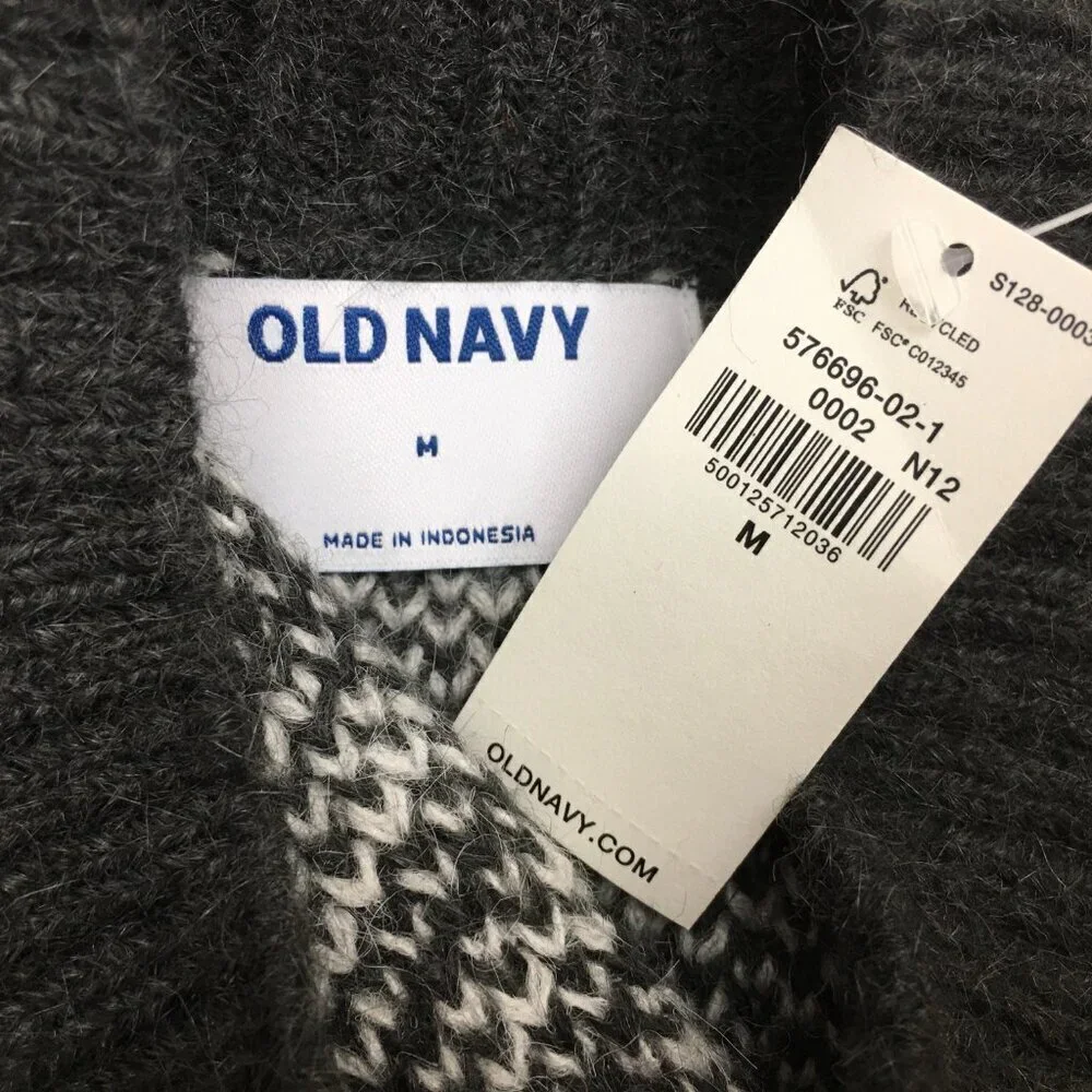NEW Old Navy Women's Grey and White Snowflake Sweater Mock Neck Medium